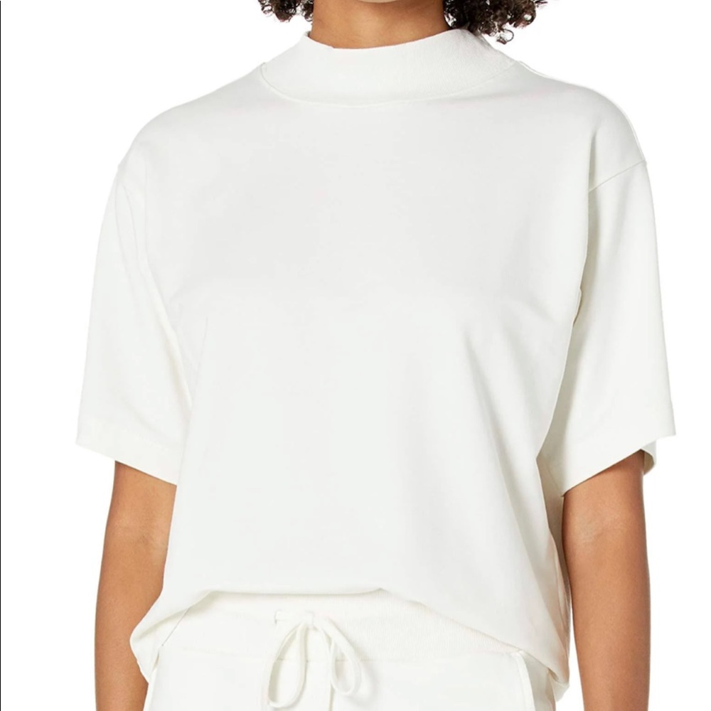 The Drop Women's Adeline Loose Short Sleeve Mockneck Drop Shoulder Shirt | small